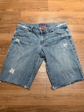 Elle Distressed Long Denim Shorts